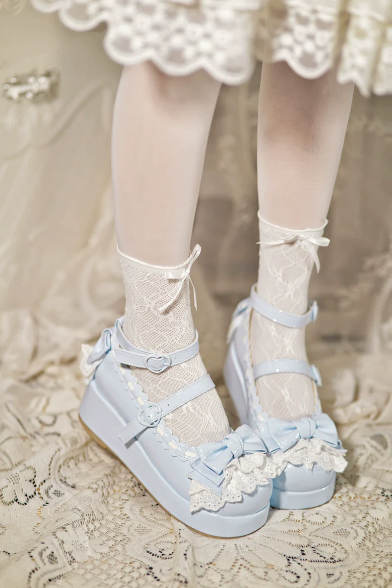 Jiujiu Lolita - Milky Puff - Sweet Lolita Heels Shoes, Round Toe With Petite Wedge - Image 17