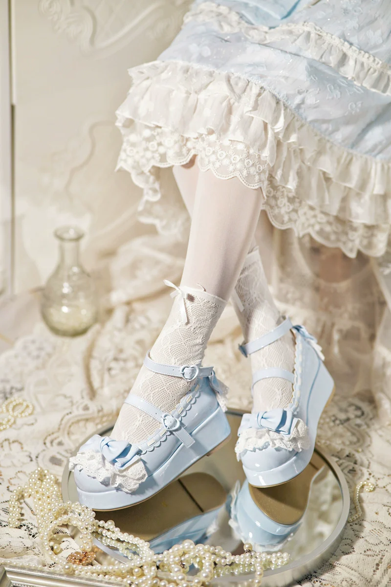 Jiujiu Lolita - Milky Puff - Sweet Lolita Heels Shoes, Round Toe With Petite Wedge - Image 18