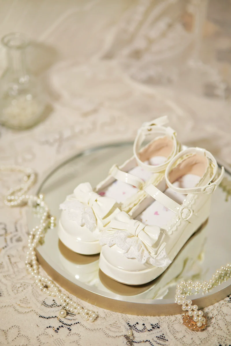 Jiujiu Lolita - Milky Puff - Sweet Lolita Heels Shoes, Round Toe With Petite Wedge - Image 19
