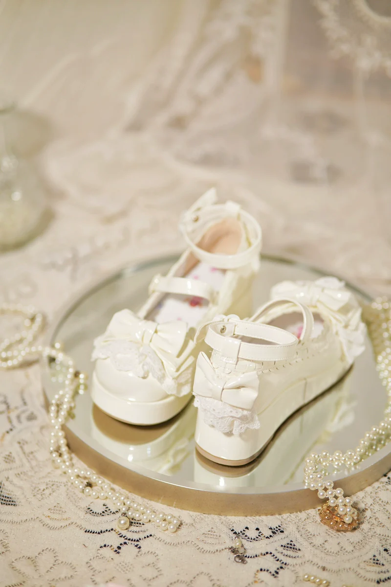 Jiujiu Lolita - Milky Puff - Sweet Lolita Heels Shoes, Round Toe With Petite Wedge - Image 20