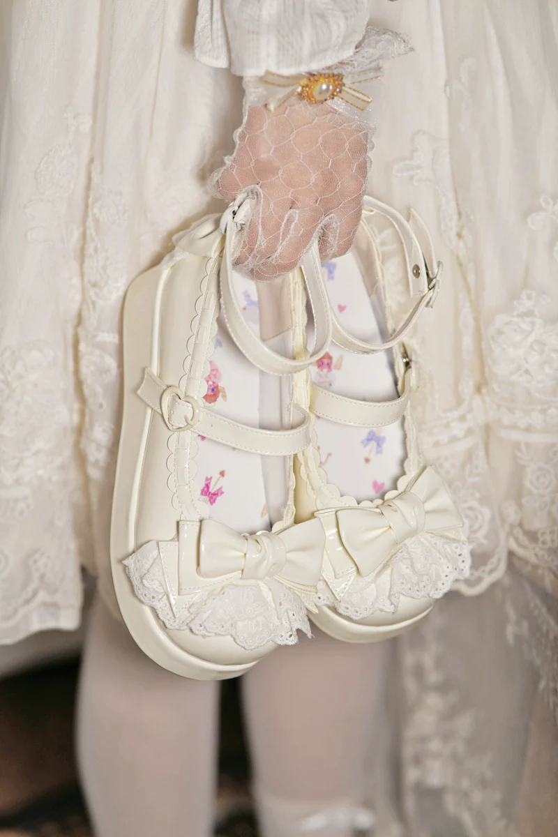 Jiujiu Lolita - Milky Puff - Sweet Lolita Heels Shoes, Round Toe With Petite Wedge - Image 22