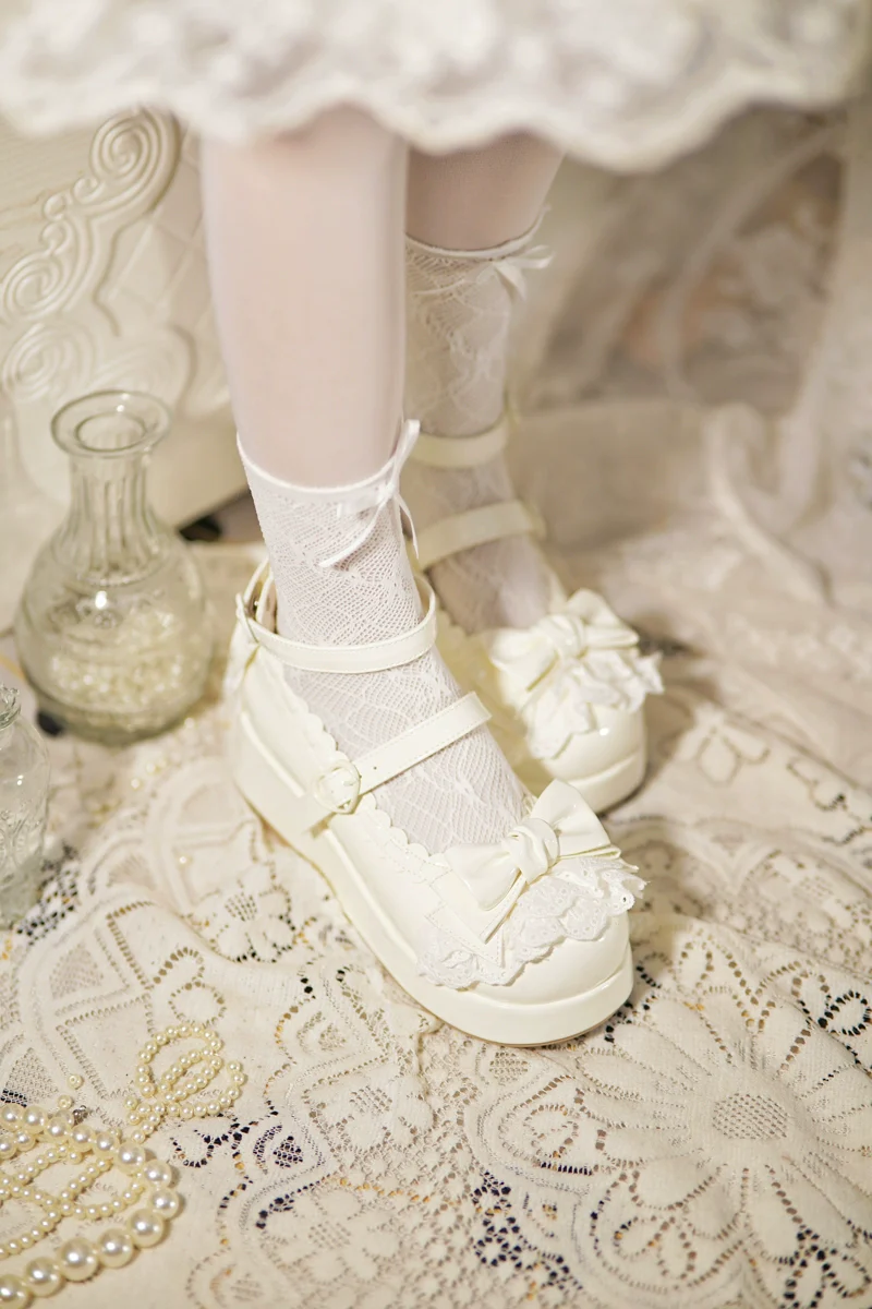 Jiujiu Lolita - Milky Puff - Sweet Lolita Heels Shoes, Round Toe With Petite Wedge - Image 23