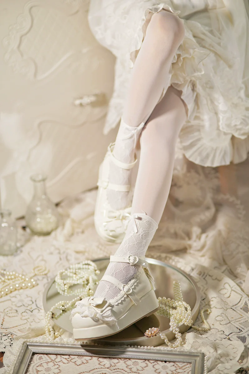 Jiujiu Lolita - Milky Puff - Sweet Lolita Heels Shoes, Round Toe With Petite Wedge - Image 25