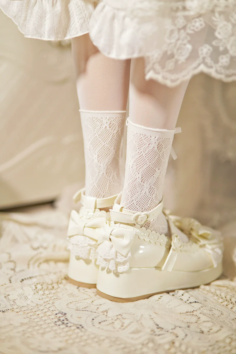 Jiujiu Lolita - Milky Puff - Sweet Lolita Heels Shoes, Round Toe With Petite Wedge - Image 26
