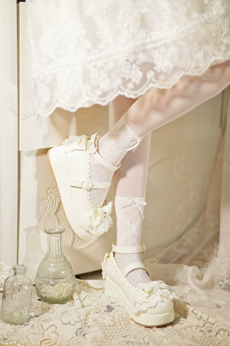 Jiujiu Lolita - Milky Puff - Sweet Lolita Heels Shoes, Round Toe With Petite Wedge - Image 27
