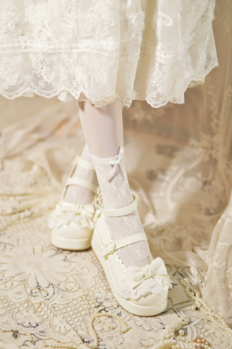 Jiujiu Lolita - Milky Puff - Sweet Lolita Heels Shoes, Round Toe With Petite Wedge - Image 28