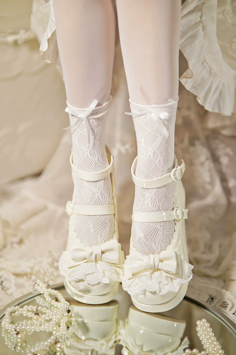 Jiujiu Lolita - Milky Puff - Sweet Lolita Heels Shoes, Round Toe With Petite Wedge - Image 29