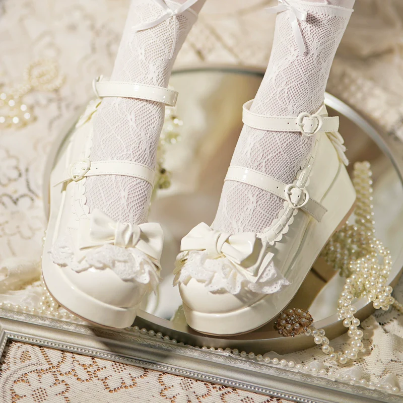 Jiujiu Lolita - Milky Puff - Sweet Lolita Heels Shoes, Round Toe With Petite Wedge - Image 30