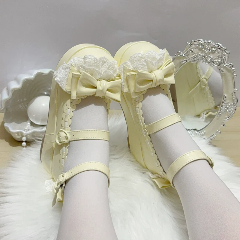 Jiujiu Lolita - Milky Puff - Sweet Lolita Heels Shoes, Round Toe With Petite Wedge - Image 31