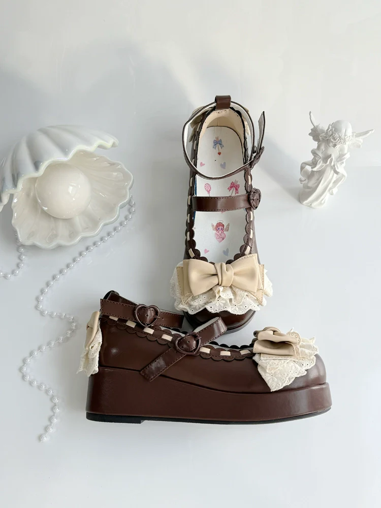 Jiujiu Lolita - Milky Puff - Sweet Lolita Heels Shoes, Round Toe With Petite Wedge - Image 38