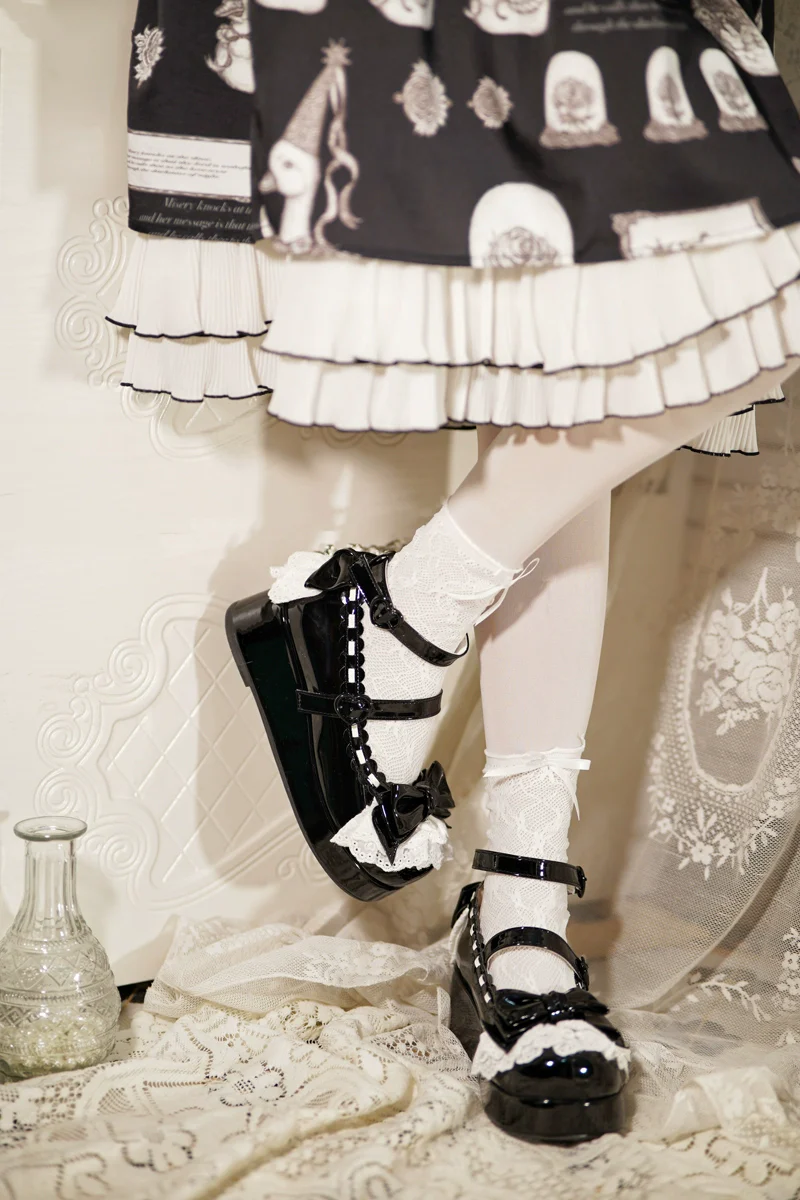 Jiujiu Lolita - Milky Puff - Sweet Lolita Heels Shoes, Round Toe With Petite Wedge - Image 44