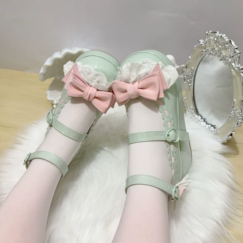 Jiujiu Lolita - Milky Puff - Sweet Lolita Heels Shoes, Round Toe With Petite Wedge - Image 53