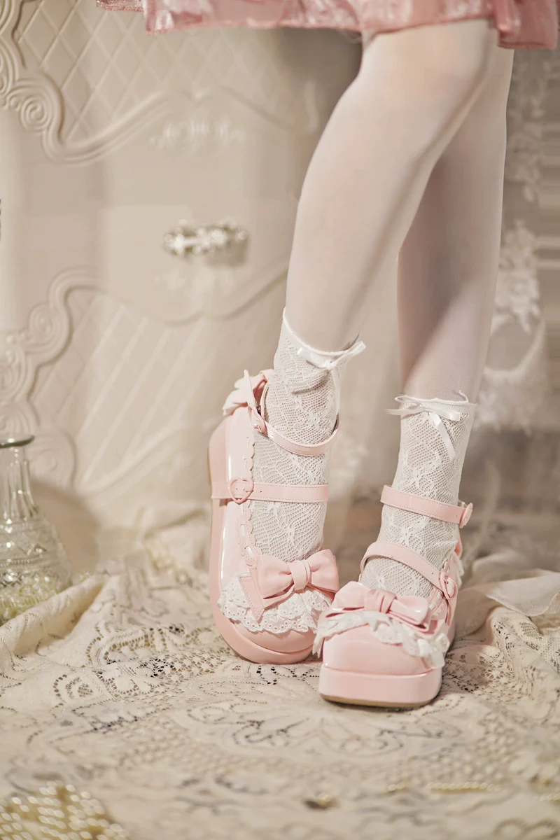 Jiujiu Lolita - Milky Puff - Sweet Lolita Heels Shoes, Round Toe With Petite Wedge - Image 8
