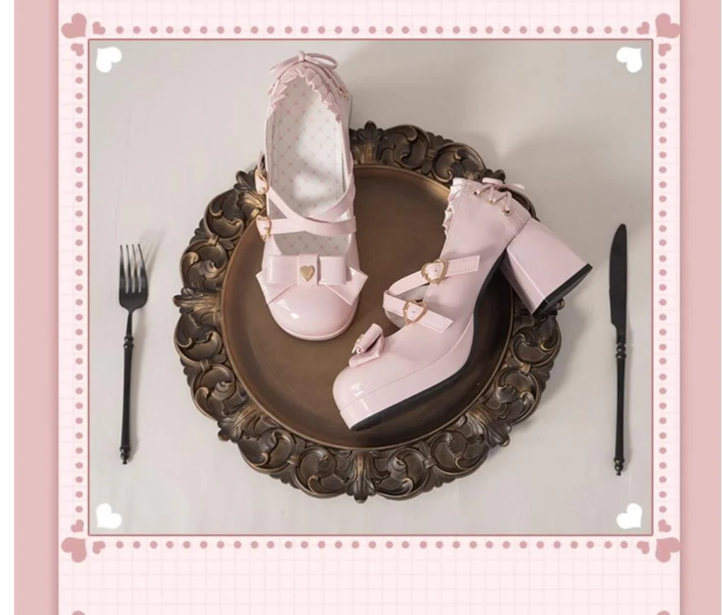 Milk Bun Bunny - Sweet Lolita High Heel Bow Princess Lolita Shoes - Image 16