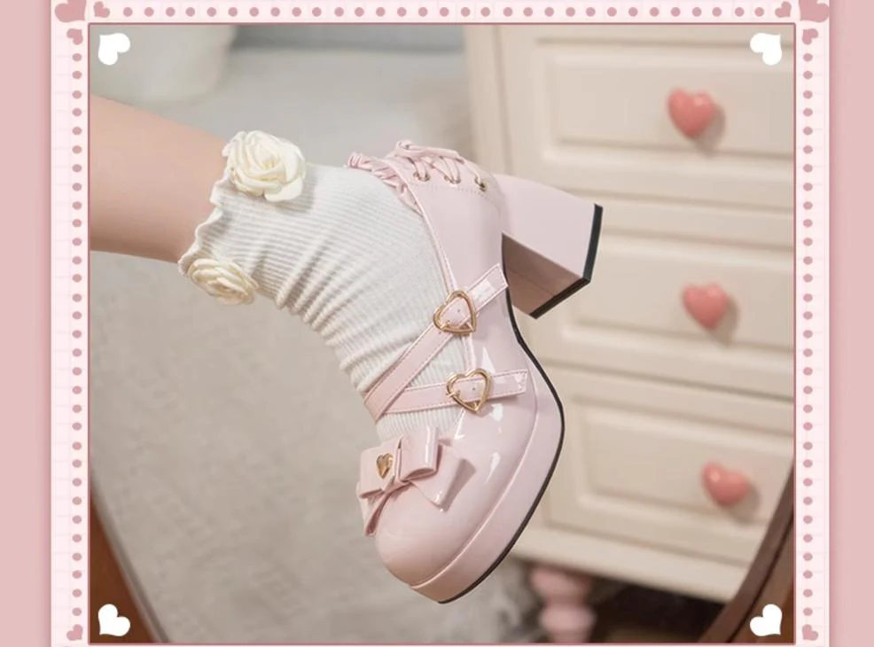 Milk Bun Bunny - Sweet Lolita High Heel Bow Princess Lolita Shoes - Image 17