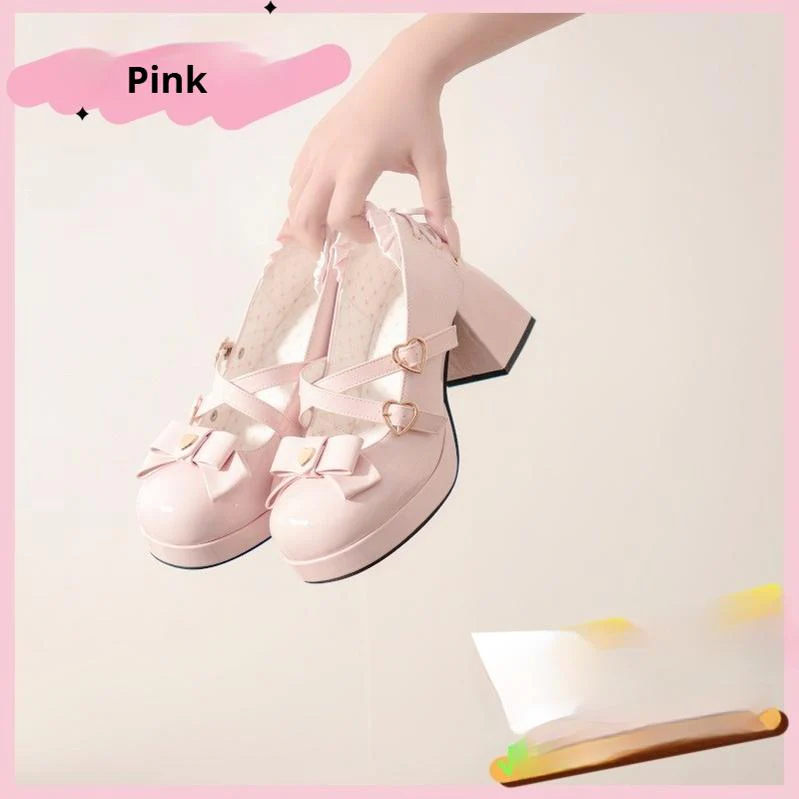 Milk Bun Bunny - Sweet Lolita High Heel Bow Princess Lolita Shoes - Image 4