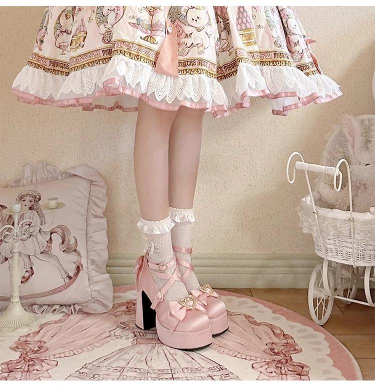 Cheesecake - Mousse Heart - Sweet Lolita High Heel Shoes Mary Jane Love Heel Shoes - Image 12