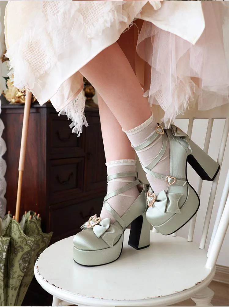 Cheesecake - Mousse Heart - Sweet Lolita High Heel Shoes Mary Jane Love Heel Shoes - Image 17