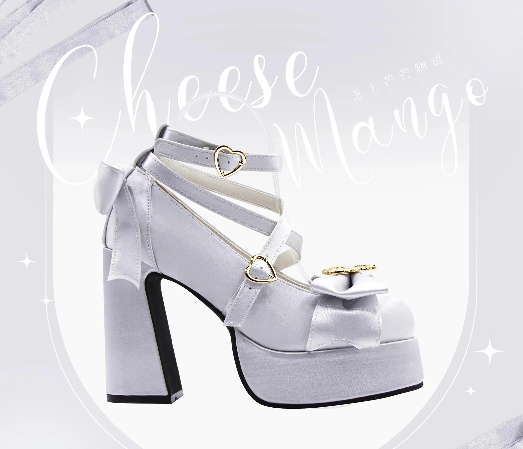 Cheesecake - Mousse Heart - Sweet Lolita High Heel Shoes Mary Jane Love Heel Shoes - Image 19