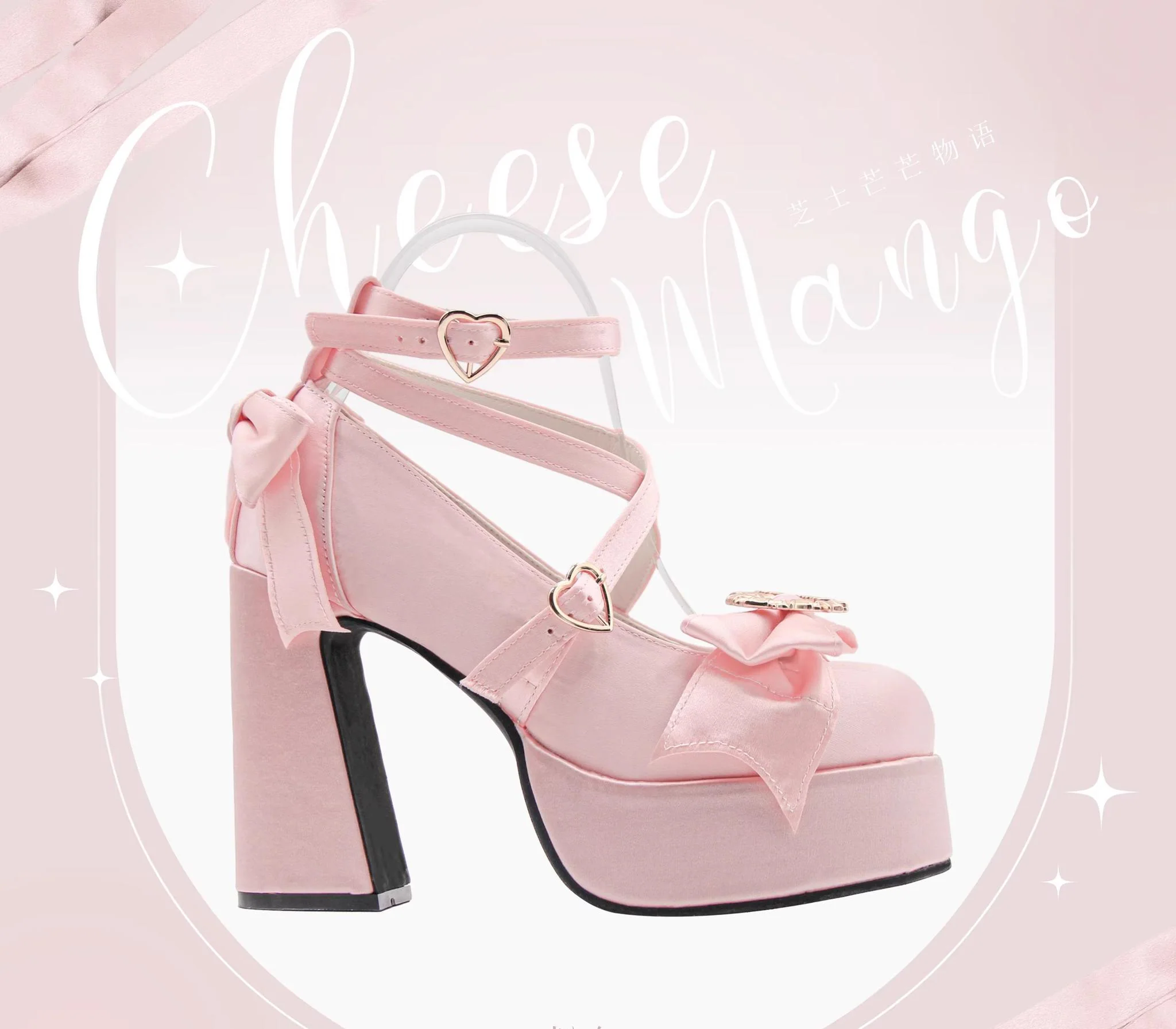 Cheesecake - Mousse Heart - Sweet Lolita High Heel Shoes Mary Jane Love Heel Shoes - Image 21