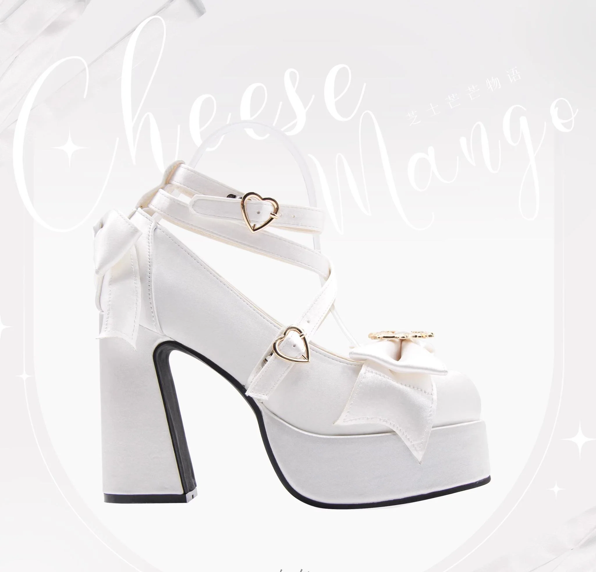 Cheesecake - Mousse Heart - Sweet Lolita High Heel Shoes Mary Jane Love Heel Shoes - Image 23