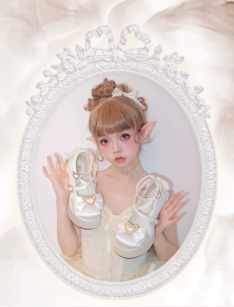 Cheesecake - Mousse Heart - Sweet Lolita High Heel Shoes Mary Jane Love Heel Shoes - Image 24