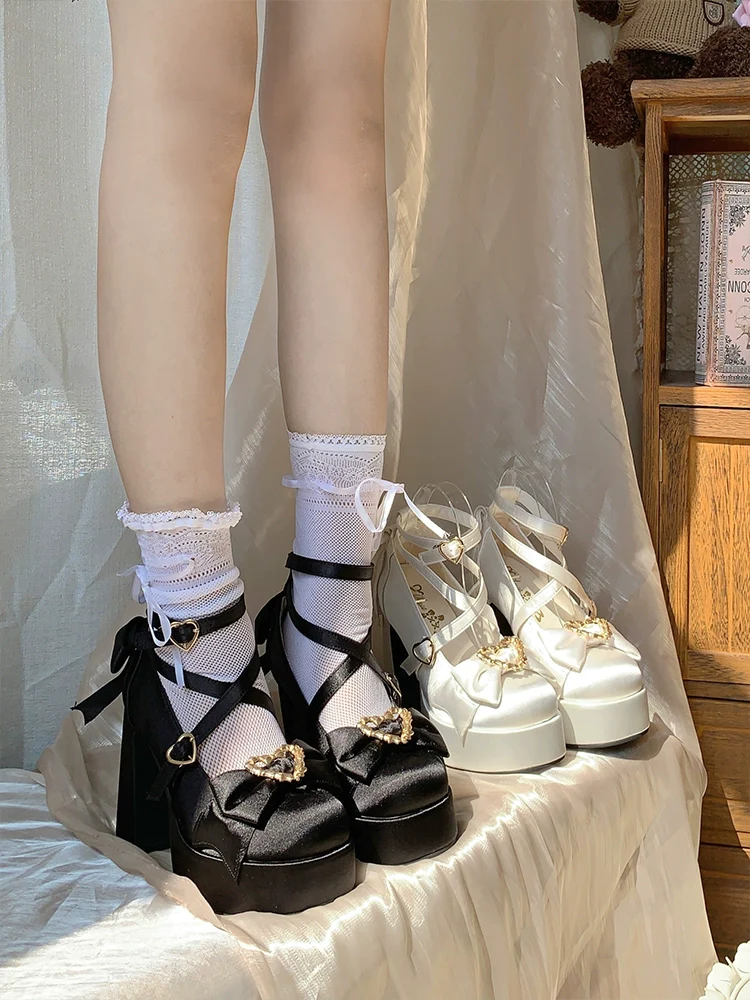 Cheesecake - Mousse Heart - Sweet Lolita High Heel Shoes Mary Jane Love Heel Shoes - Image 5