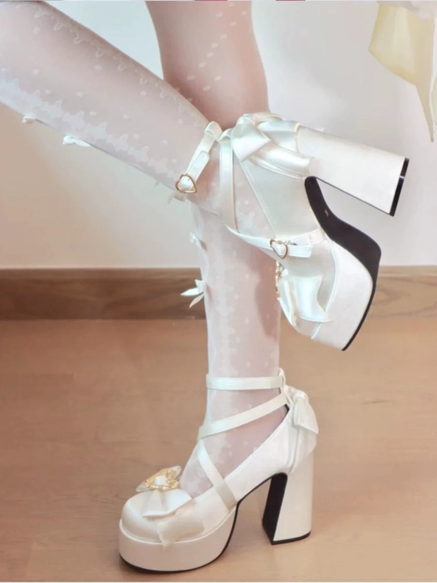 Cheesecake - Mousse Heart - Sweet Lolita High Heel Shoes Mary Jane Love Heel Shoes - Image 6
