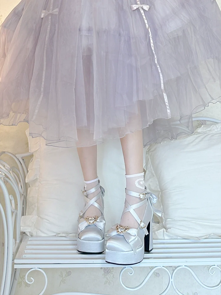 Cheesecake - Mousse Heart - Sweet Lolita High Heel Shoes Mary Jane Love Heel Shoes - Image 7