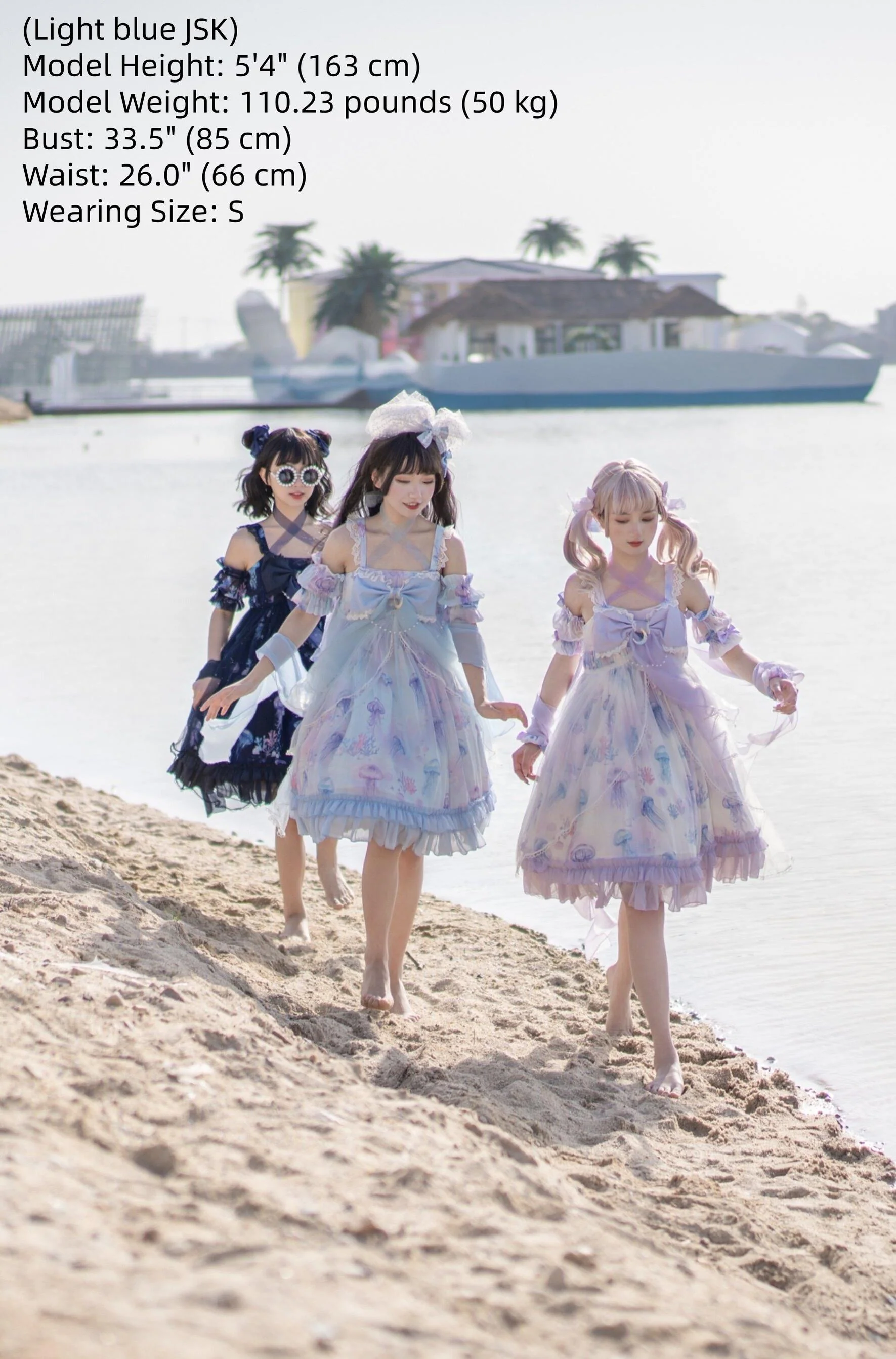 Coral Jellyfish - Sweet Lolita High-waist JSK Dress, Jellyfish & Coral Print - Image 14