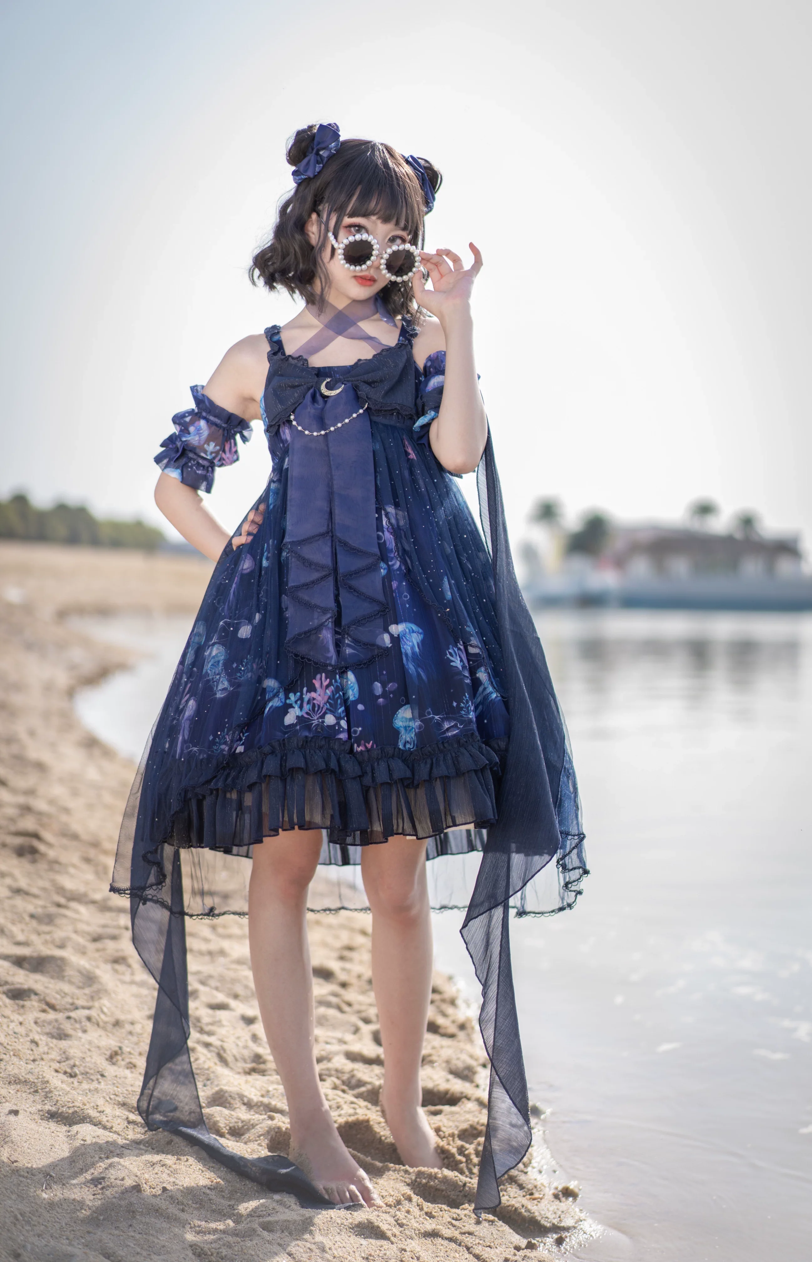 Coral Jellyfish - Sweet Lolita High-waist JSK Dress, Jellyfish & Coral Print - Image 25