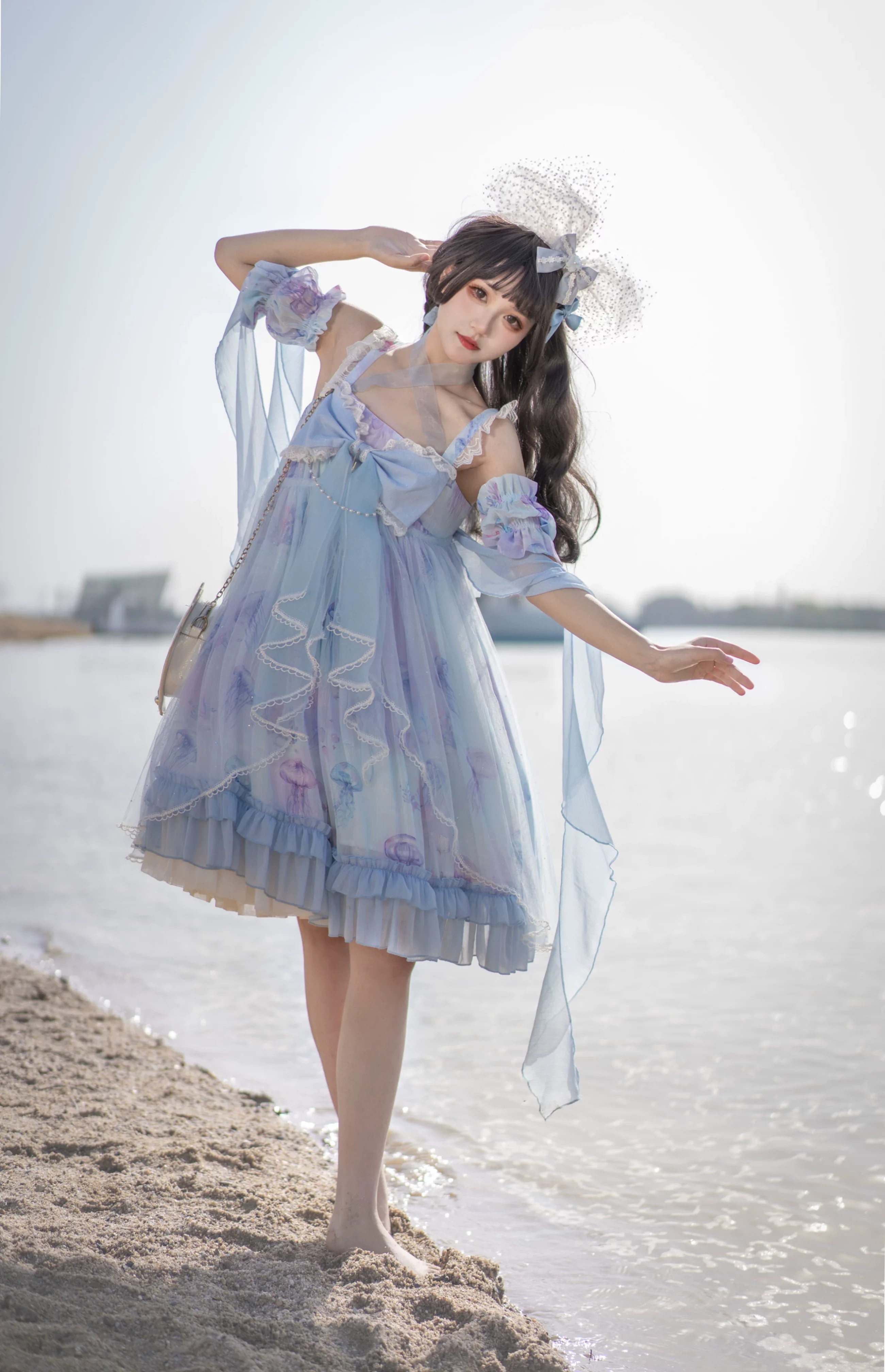 Coral Jellyfish - Sweet Lolita High-waist JSK Dress, Jellyfish & Coral Print - Image 38