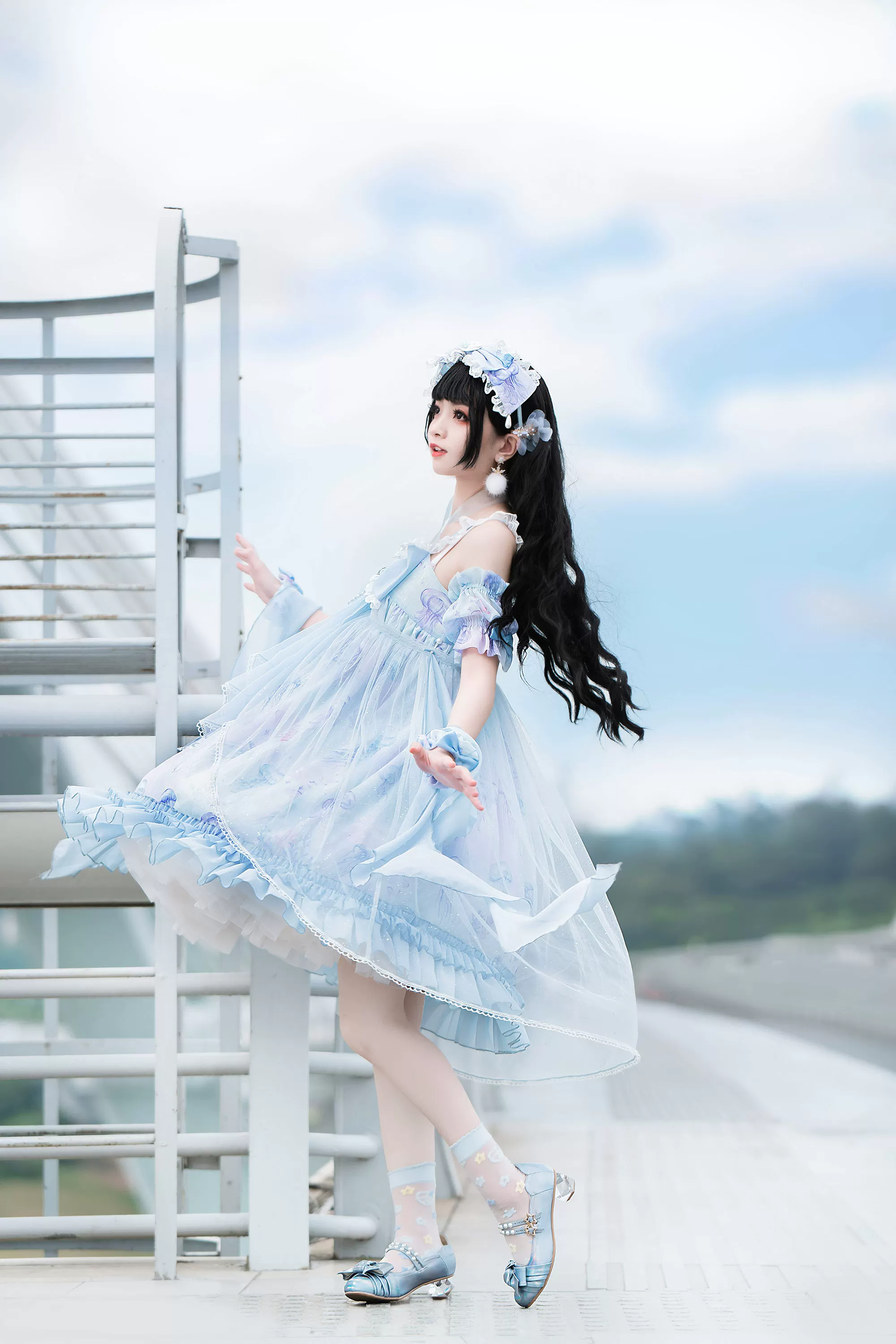 Coral Jellyfish - Sweet Lolita High-waist JSK Dress, Jellyfish & Coral Print - Image 39