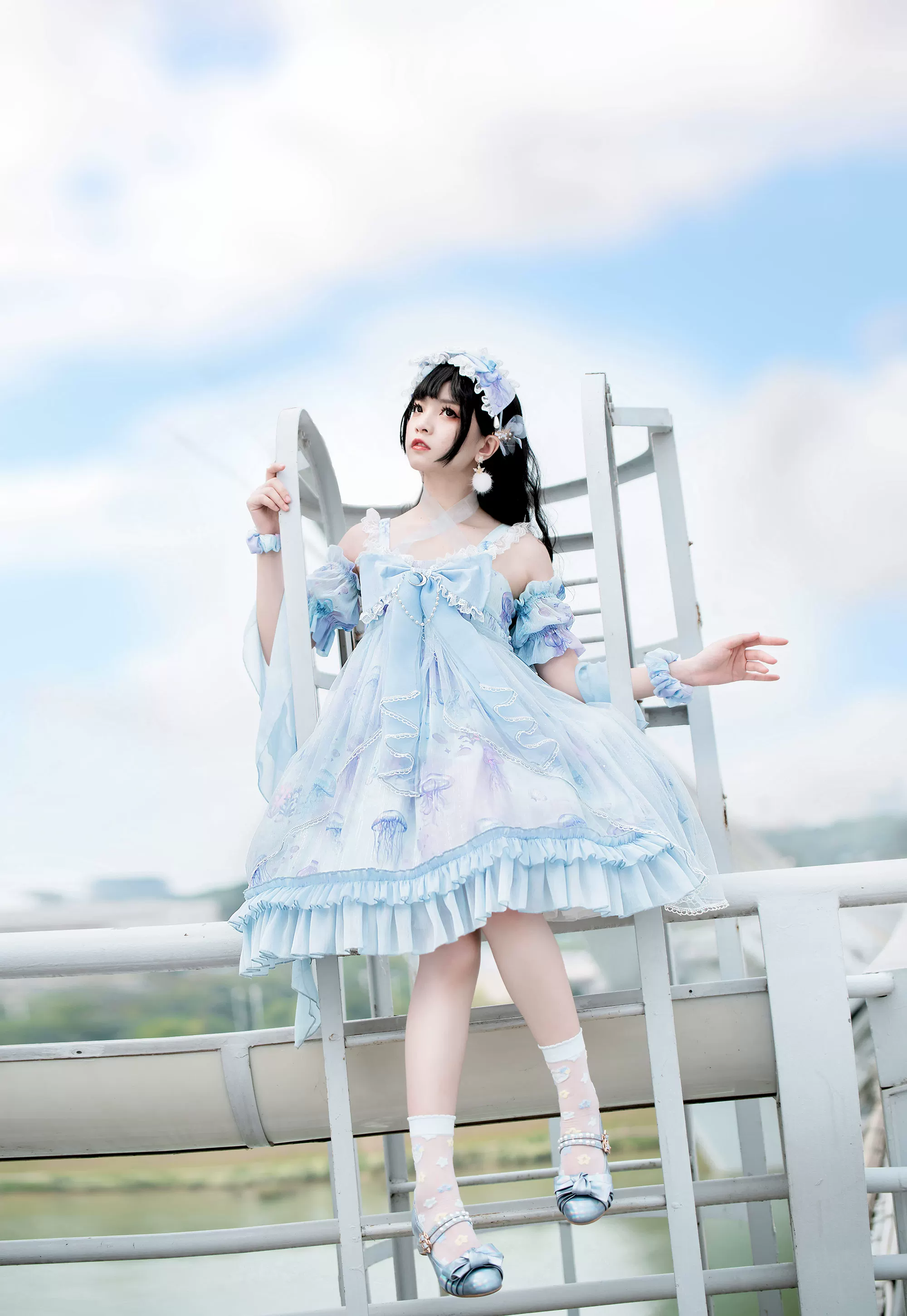 Coral Jellyfish - Sweet Lolita High-waist JSK Dress, Jellyfish & Coral Print - Image 40