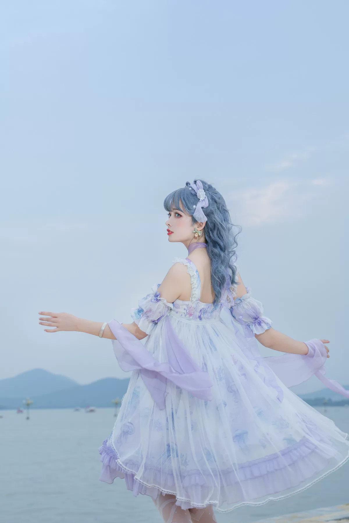 Coral Jellyfish - Sweet Lolita High-waist JSK Dress, Jellyfish & Coral Print - Image 44