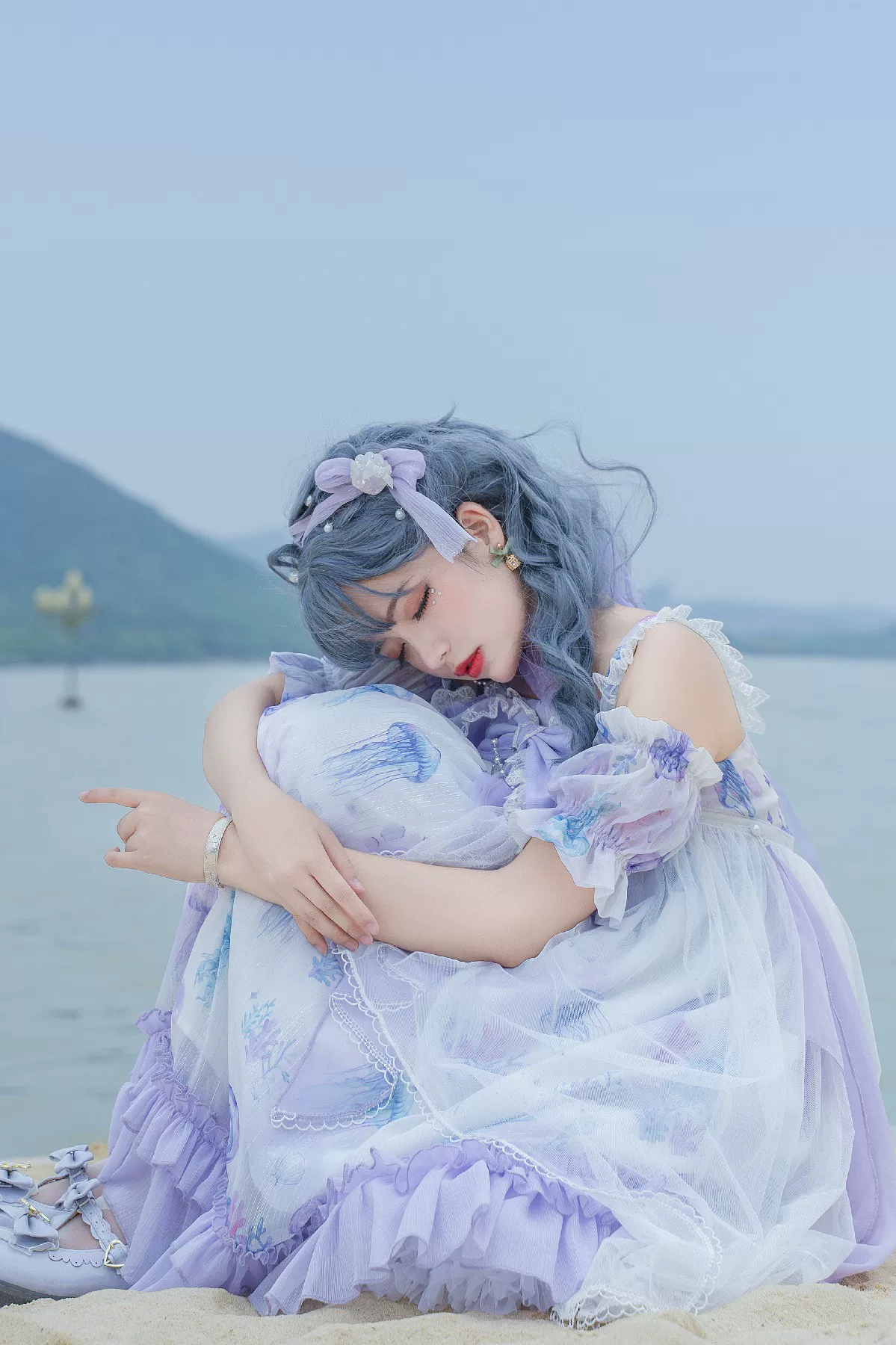 Coral Jellyfish - Sweet Lolita High-waist JSK Dress, Jellyfish & Coral Print - Image 46