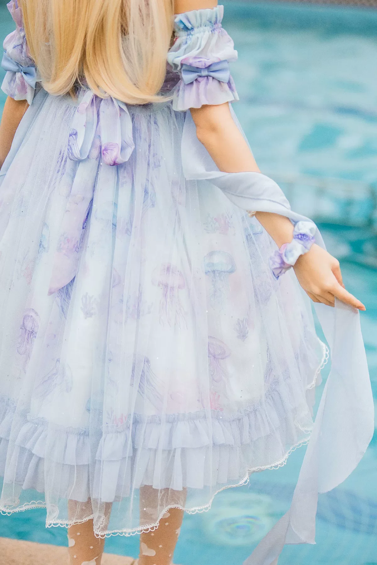 Coral Jellyfish - Sweet Lolita High-waist JSK Dress, Jellyfish & Coral Print - Image 48