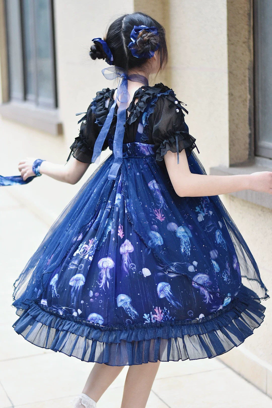 Coral Jellyfish - Sweet Lolita High-waist JSK Dress, Jellyfish & Coral Print - Image 63