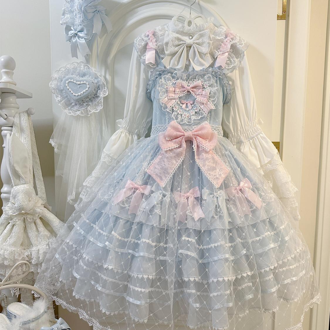 Hanguliang - Spring Awakening - Sweet Lolita JSK and Princess-Sleeved Shirt with Lace Detail - Image 13