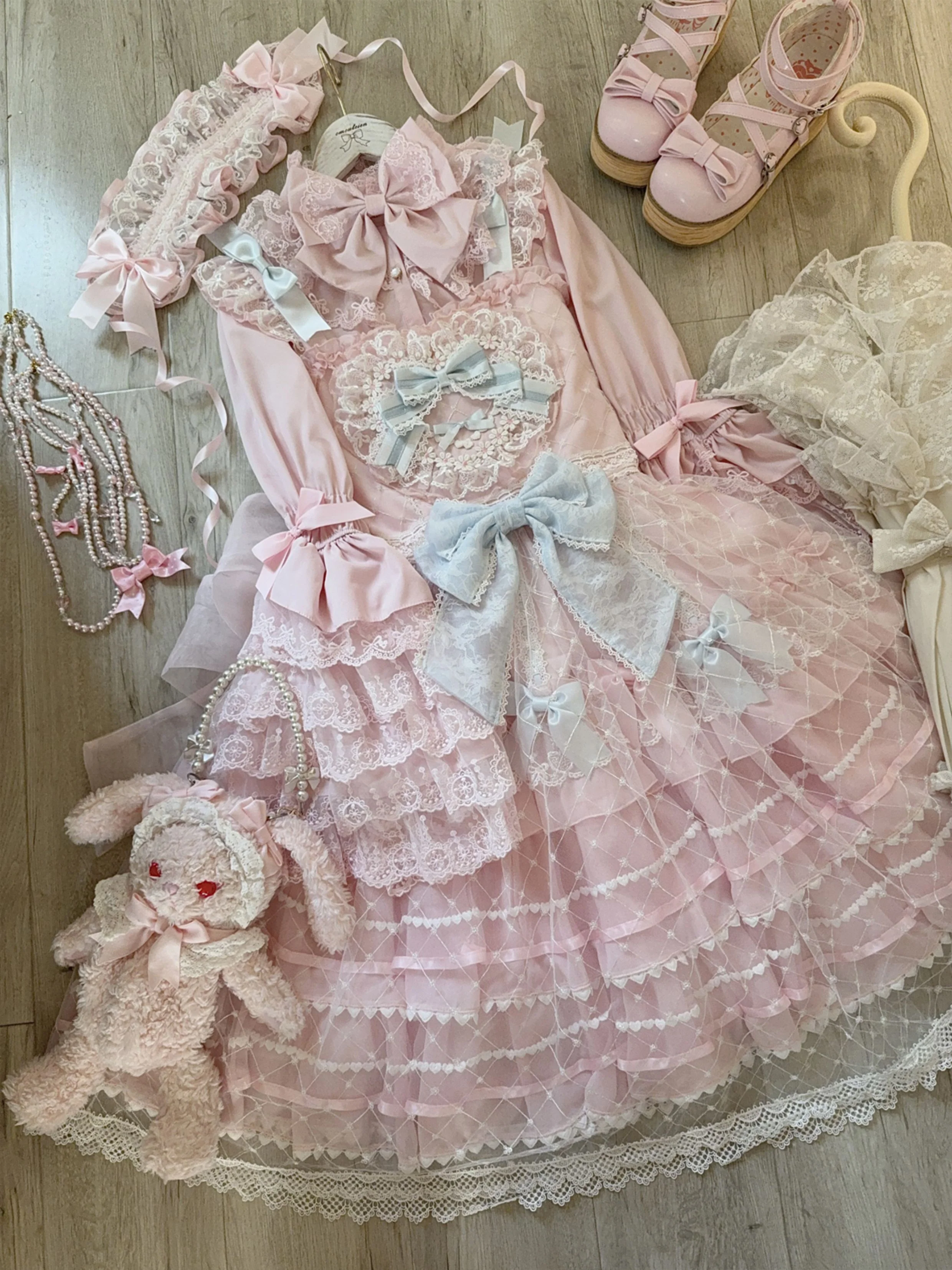 Hanguliang - Spring Awakening - Sweet Lolita JSK and Princess-Sleeved Shirt with Lace Detail - Image 14