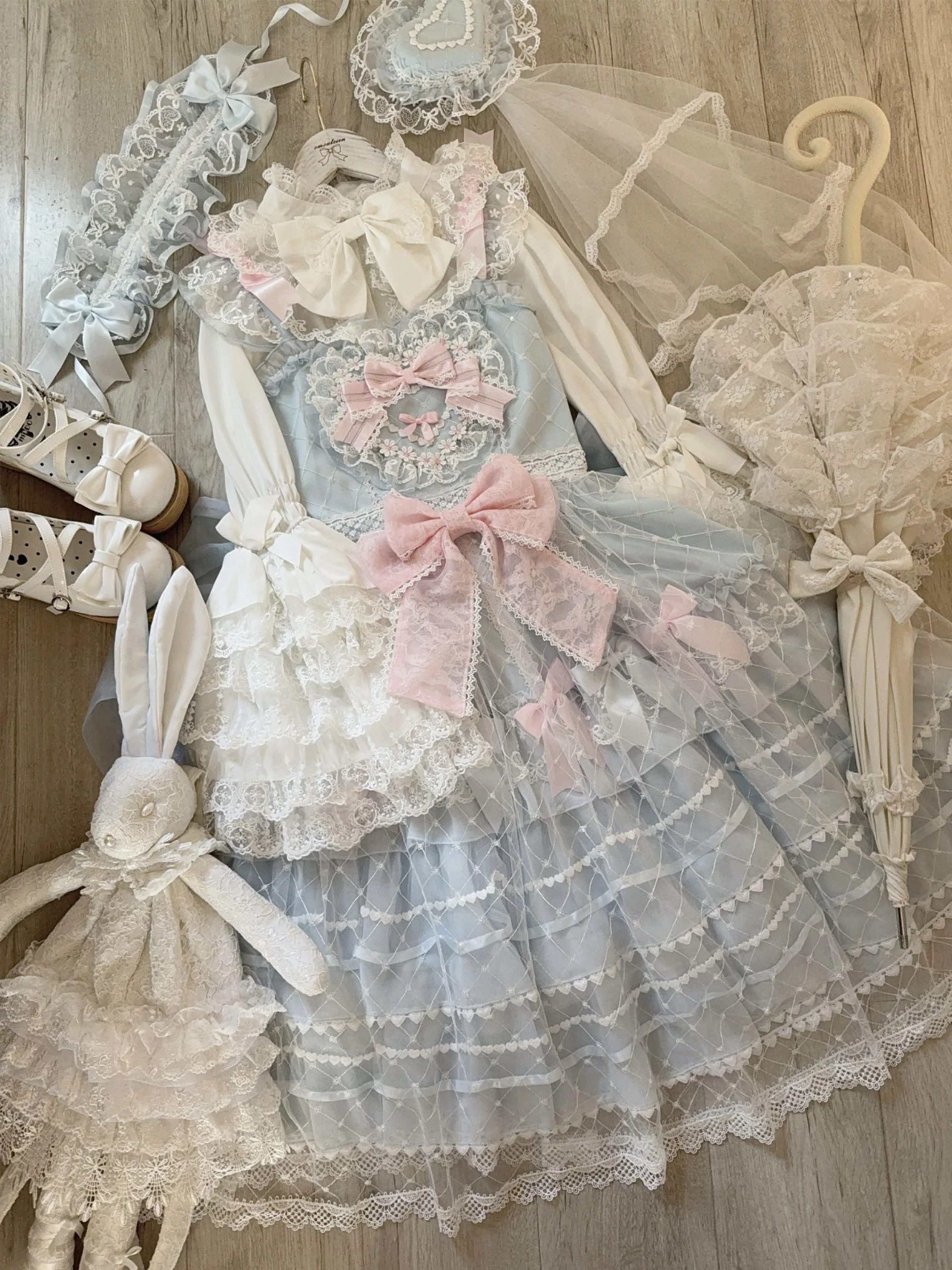 Hanguliang - Spring Awakening - Sweet Lolita JSK and Princess-Sleeved Shirt with Lace Detail - Image 15