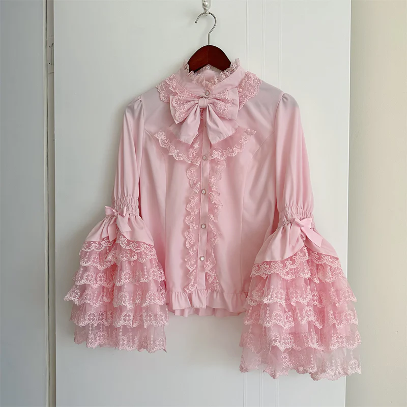 Hanguliang - Spring Awakening - Sweet Lolita JSK and Princess-Sleeved Shirt with Lace Detail - Image 16