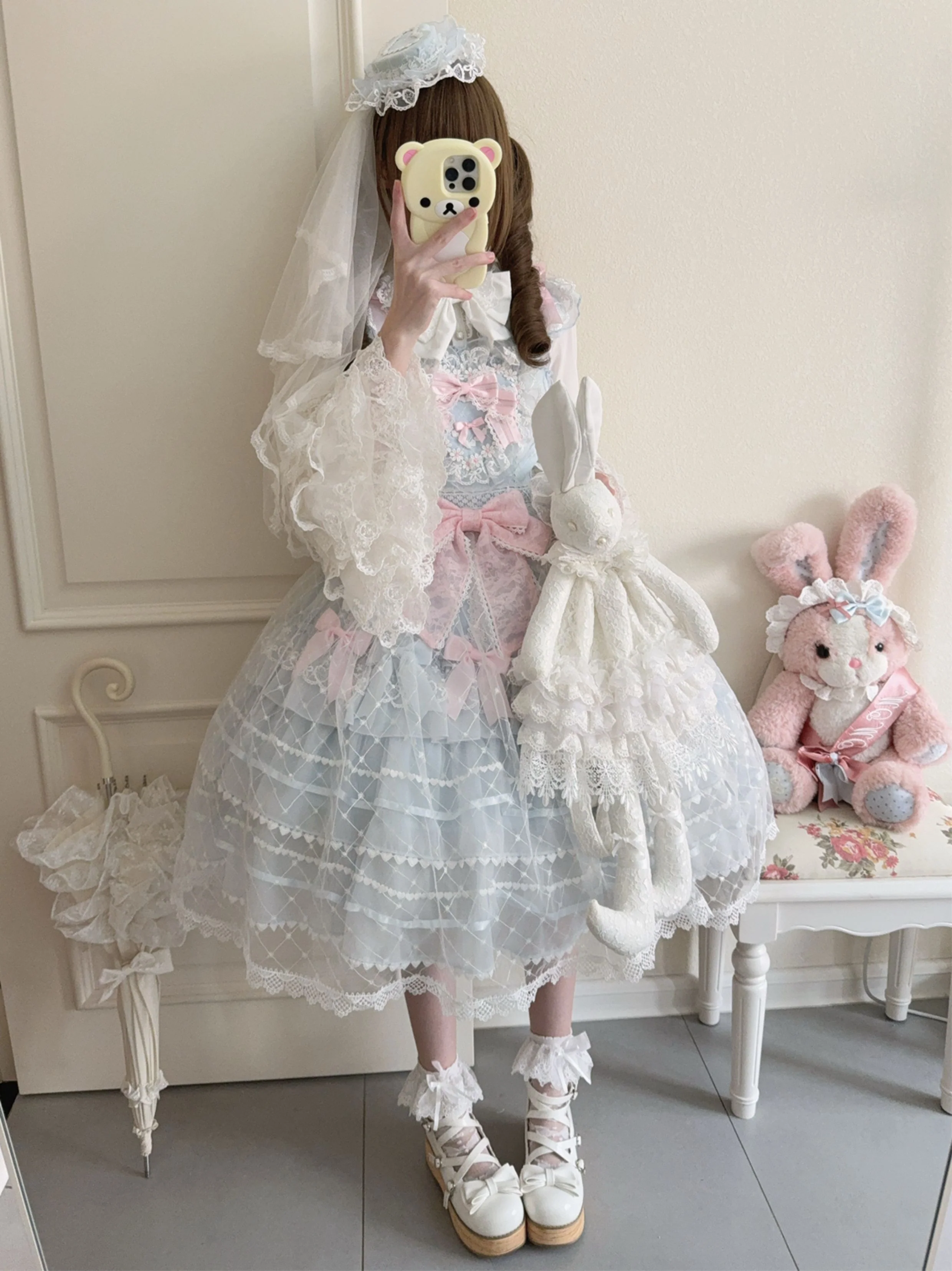 Hanguliang - Spring Awakening - Sweet Lolita JSK and Princess-Sleeved Shirt with Lace Detail - Image 2
