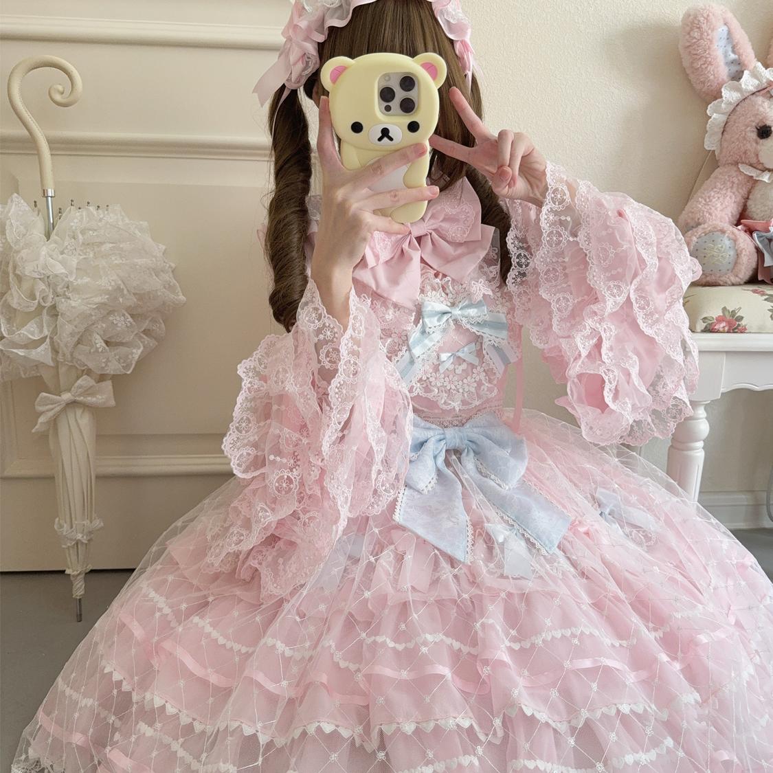 Hanguliang - Spring Awakening - Sweet Lolita JSK and Princess-Sleeved Shirt with Lace Detail - Image 6