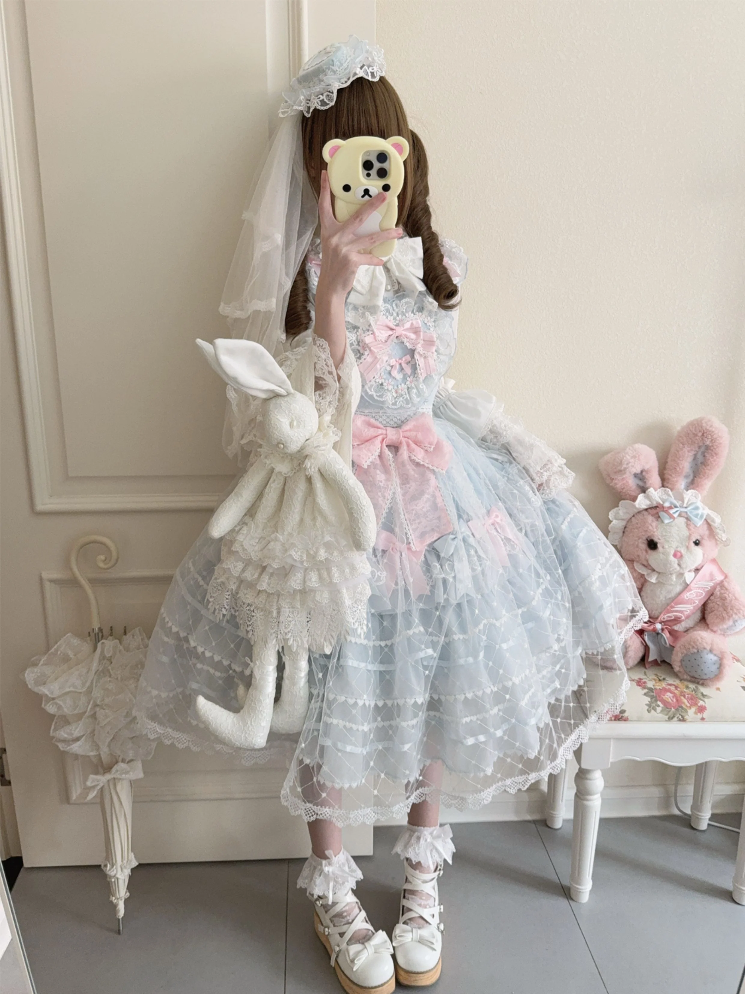 Hanguliang - Spring Awakening - Sweet Lolita JSK and Princess-Sleeved Shirt with Lace Detail - Image 9
