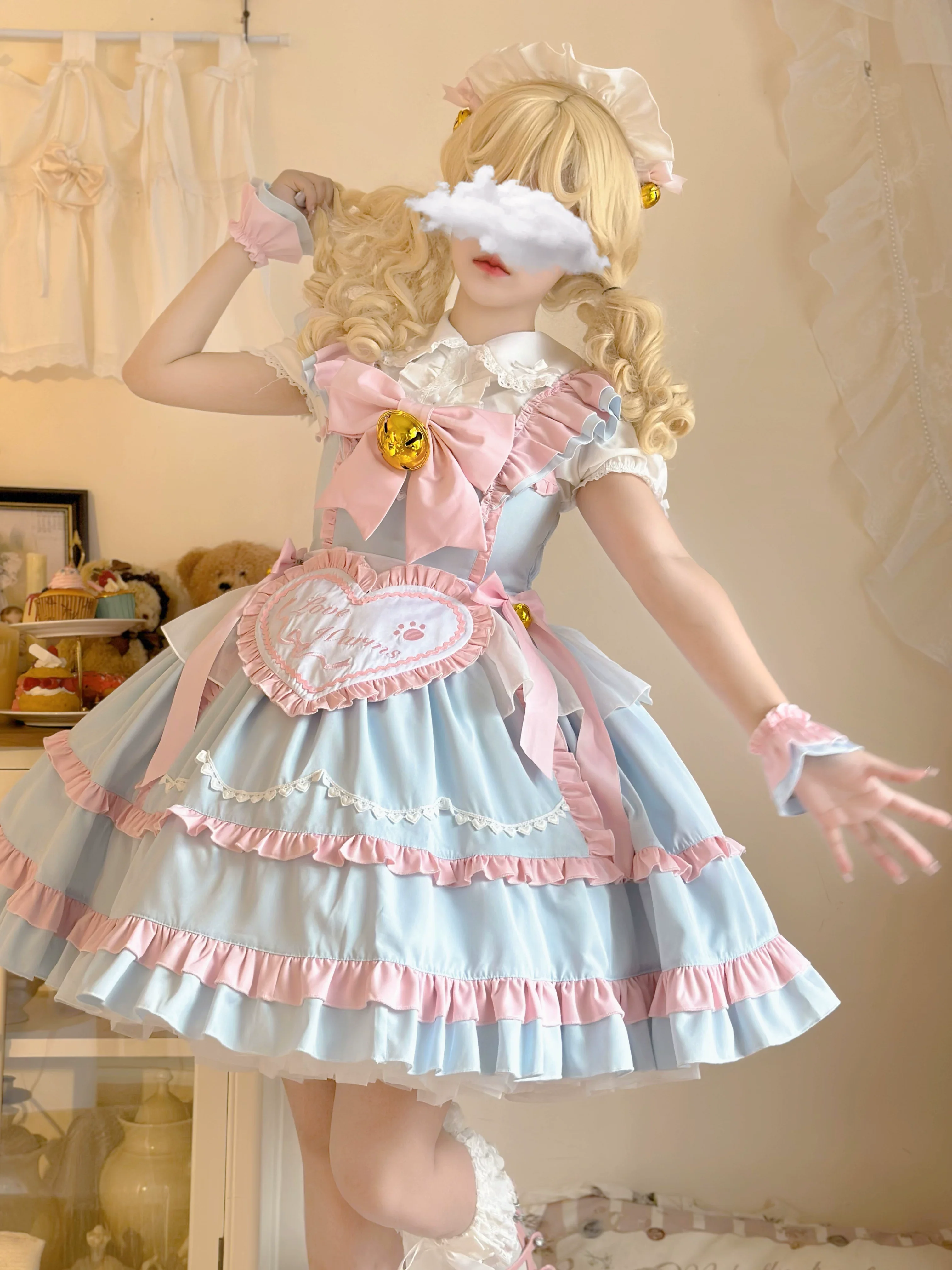 Sweetheart Chef - Sweet Lolita JSK Dress, Bell & Detachable Heart-shaped Apron - Image 10