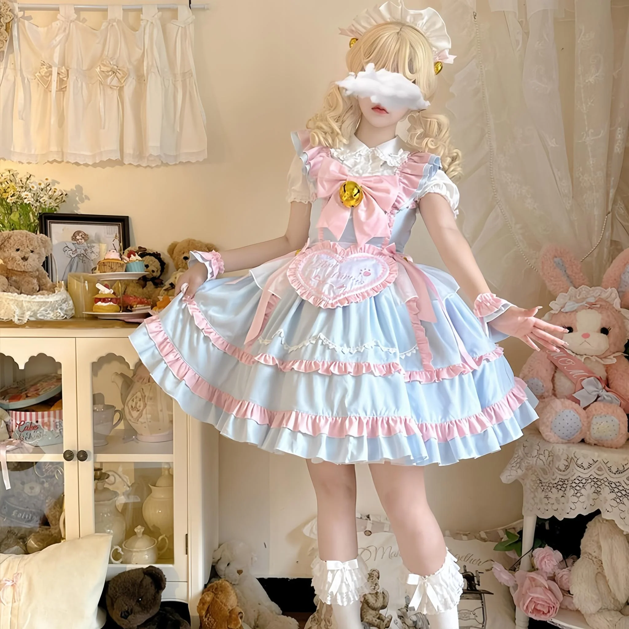 Sweetheart Chef - Sweet Lolita JSK Dress, Bell & Detachable Heart-shaped Apron - Image 12