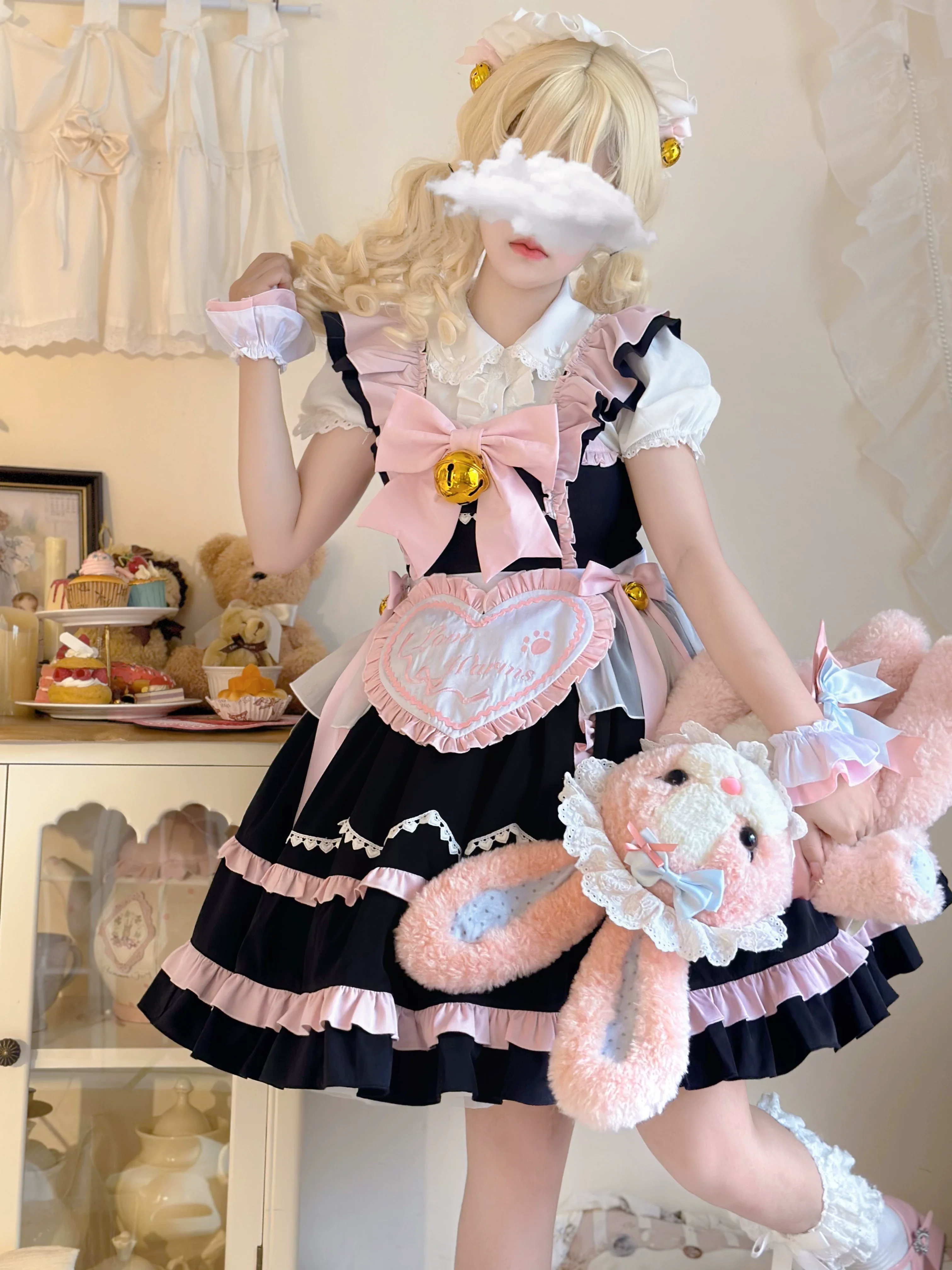 Sweetheart Chef - Sweet Lolita JSK Dress, Bell & Detachable Heart-shaped Apron - Image 13