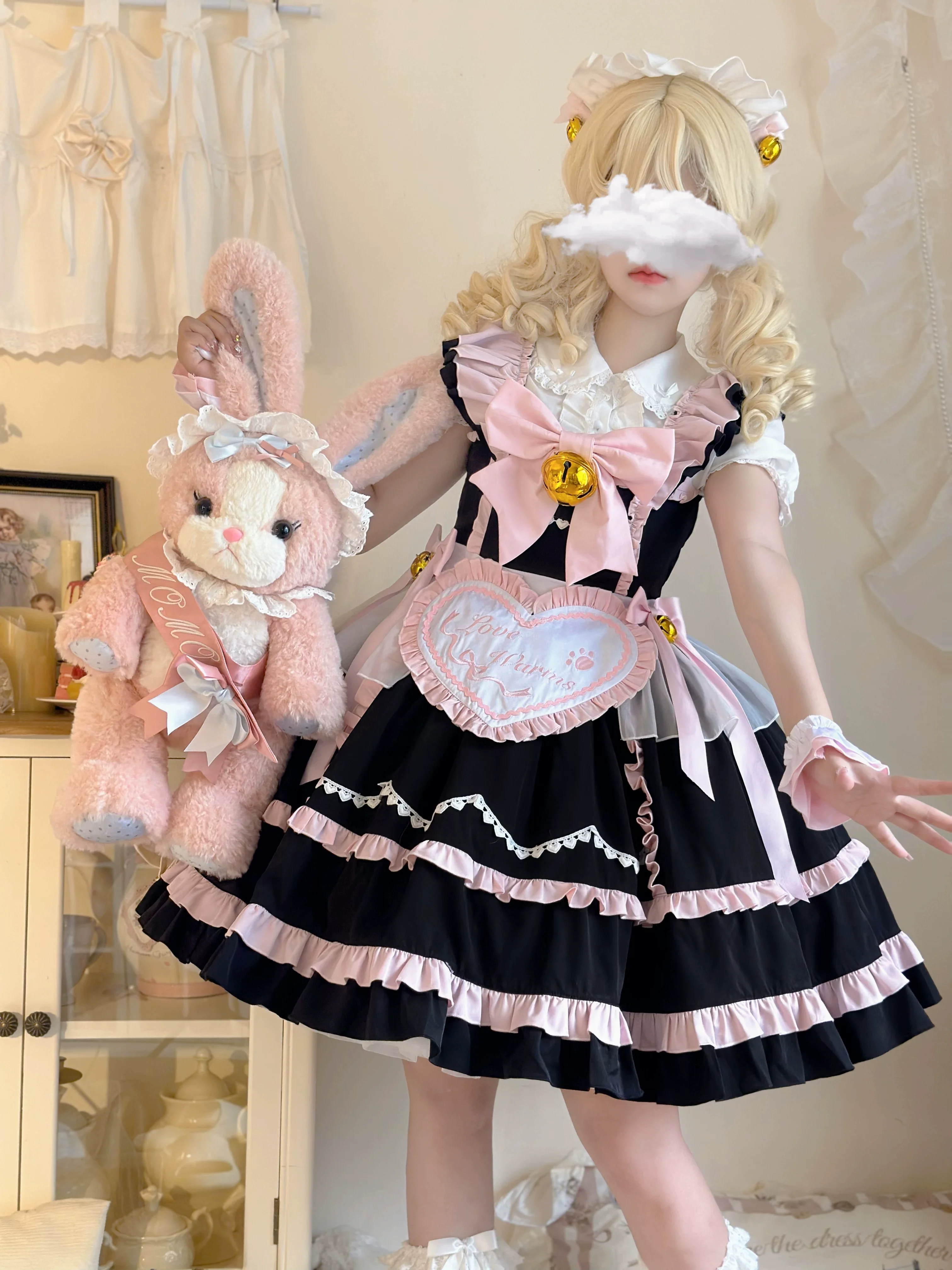 Sweetheart Chef - Sweet Lolita JSK Dress, Bell & Detachable Heart-shaped Apron - Image 14