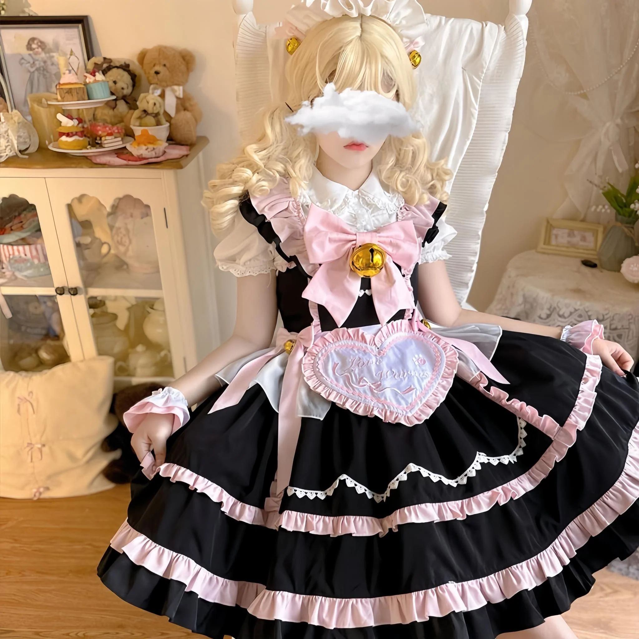 Sweetheart Chef - Sweet Lolita JSK Dress, Bell & Detachable Heart-shaped Apron - Image 15